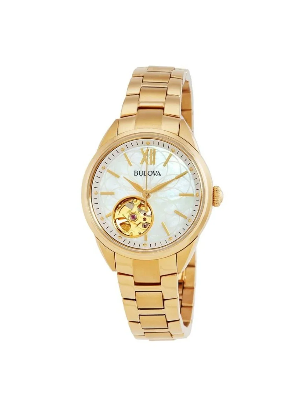 NWT Bulova Sutton Automatic White Mother of Pearl Dial Ladies Watch